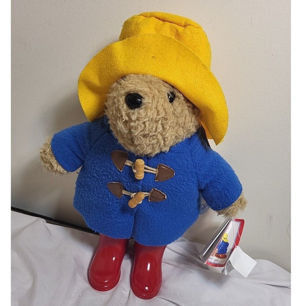 Eden Paddington Bear Blue Coat Yellow Hat Red rubber Boots 14" Plush Toy w/ tags